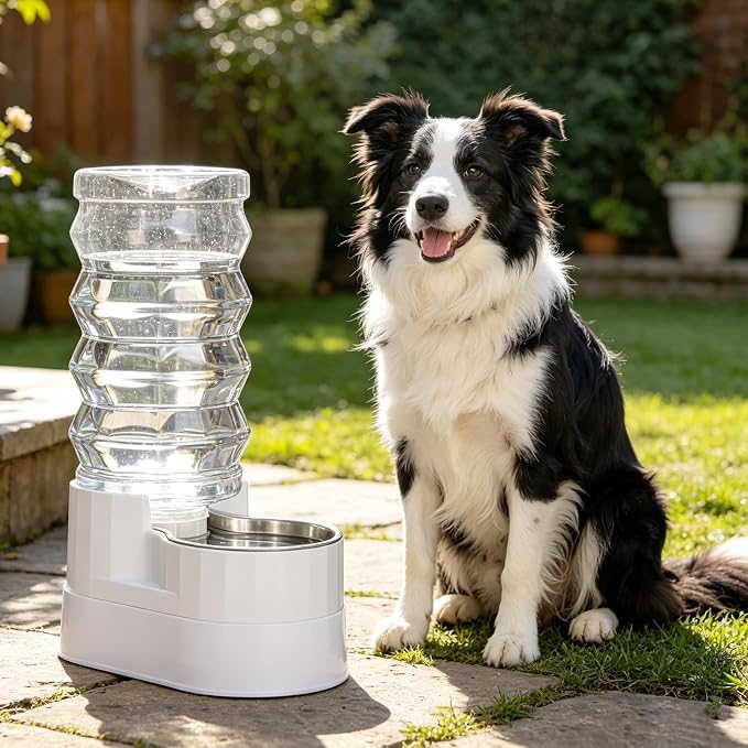 RIZZARI 9L Elevated Dog Water Dispenser: Large Capacity Wide Mouth | Filtered Hydration Design/Senior & Large Dogs / Dishwasher Safe Stainless Steel Bowl /Anti Splash Base/ Multi Pet Homes