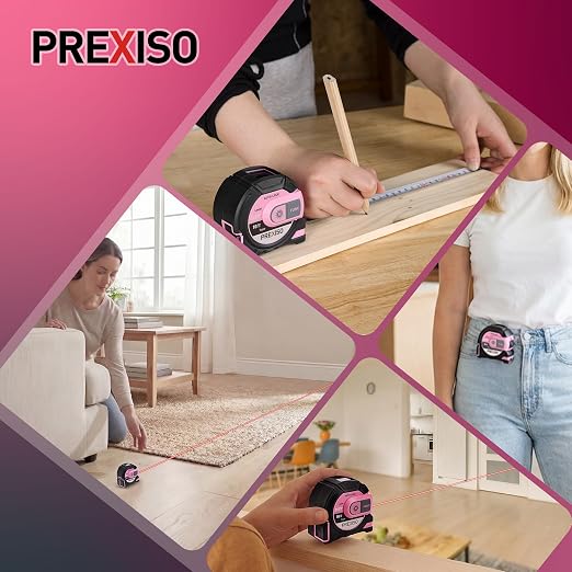PREXISO 2-in-1 Laser Tape Measure- 215Ft Laser Measuring Tool & 16Ft Measuring Tape with Auto Lock & Magnetic Hook - Laser Measurement Tape - Pythagorean, Area, Volume, Ft/Ft+in/in/M Unit-NOT Digital