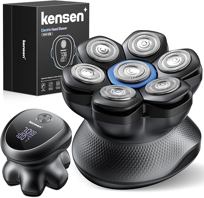 kensen PRO 7D Head Shavers for Bald Men - 2026 New Dual Speed Electric Shaver, Bald Head Shaver with Magnetic Shaver Head IPX6 Waterproof Wet/Dry Use Shaving Balding Clipper Cordless Head Razor Gray