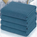 VOOVA & MOVAS Bath Towels 4PC, 100% Cotton, 30x56 in, Denim Blue | Thick, Soft, Absorbent, Quick Dry, Luxury Bathroom Essentials, Great For Daily Shower, Face Care, Gym