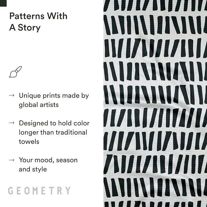 GEOMETRY Kitchen Tea Towels - Quick Dry Microfiber Dish Towels for Kitchen All Lined Up, 18" x 30" 1 Pack