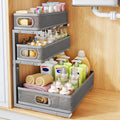 Under Sink Organizer, 1-Pack 3-Tier Thickened Metal Pull out Cabinet Organizer Shelf, Height Adjustable Slide out Storage Drawer Rack for Kitchen Bathroom Pantry Laundry Home Organization, Grey