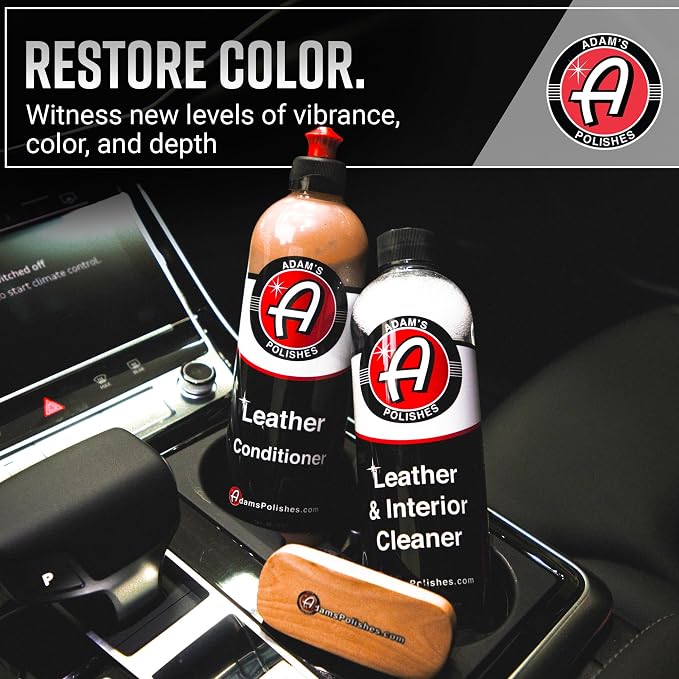 Adam’s Leather Care Kit - Leather Cleaner & Conditioner Car Cleaning Supplies | UV Protection for Interior Accessories Steering Wheel Seat Dash Vinyl Shoe Polish Jacket | Safe Auto Chemical (Kit)