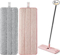 JOYMOOP Microfiber Replacement Pads for 13-Inch Flat Mop System, Reusable Refills, Pack of 2, Grey and Pink