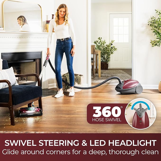Kenmore Elite 700 Series Bagged Canister Vacuum with Hair Eliminator | Pet Friendly Design, 2-Motor Powerful Suction, HEPA and Auto Cord Rewind for Carpets, Hard Floor and Upholstery