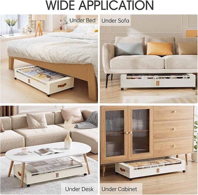 Yecaye Under Bed Storage with Wheels 2 Pack, 70L Larger Capacity Under Bed Storage Containers, Underbed Shoe Storage Organizer, Rolling Under Bed Metal Drawers for Clothes, Blankets(35.5 x 17 x 6.7in)