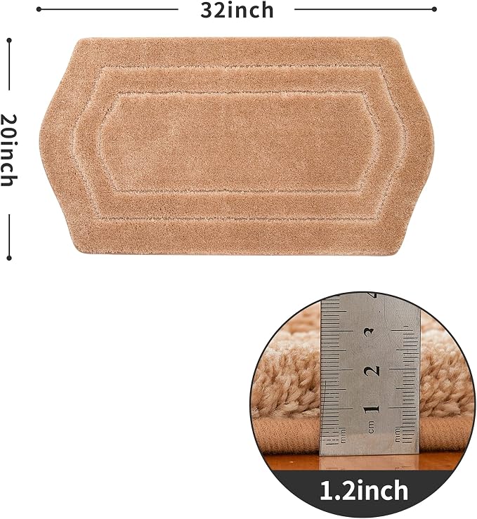 COSY HOMEER Extra Thick Bath Linen Sets Rugs for Bathroom - Anti-Slip Bath Mats Soft Plush 100% Strong Polyester Living Room Bedroom Water Absorbent(Beige,20x32 - Inches)