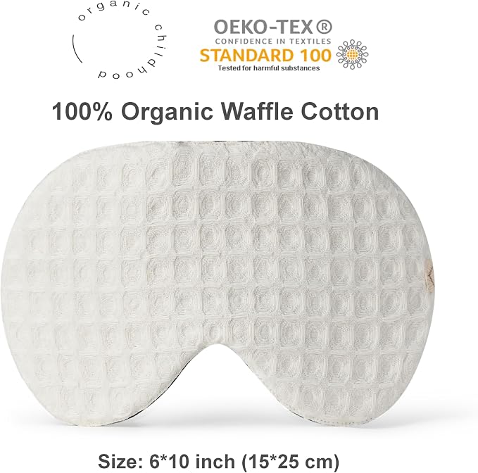 2-Pack Cotton Eye Sleep Mask Oversized for Sleeping • Organic Oeko-TEX Standard • Blackout Eye Shade Cover • Breathable Travel Meditation Essential • Gift idea Woman Man (Poudre+Ivory)
