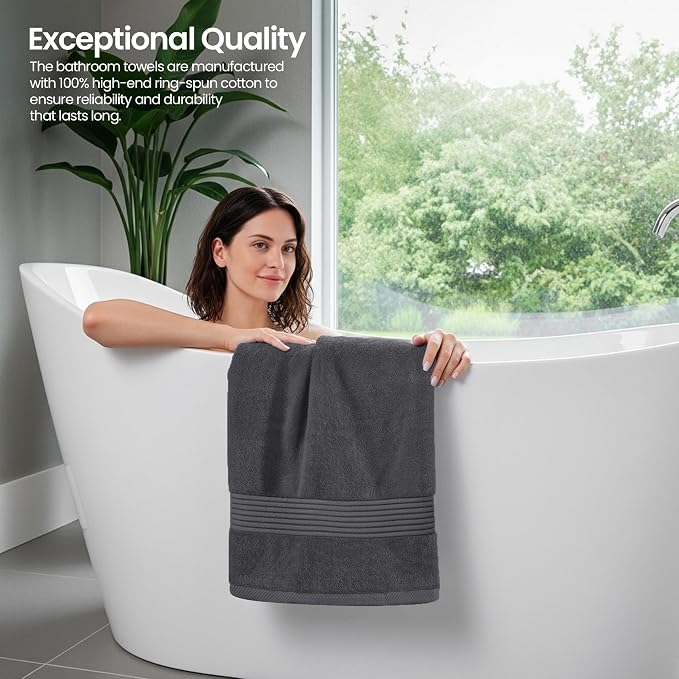 Utopia Towels 6 Pack Bath Towels Set, (27 x 54 Inches) 100% Ring Spun Cotton, Quick Dry, Highly Absorbent, Soft Feel Towels, Grey