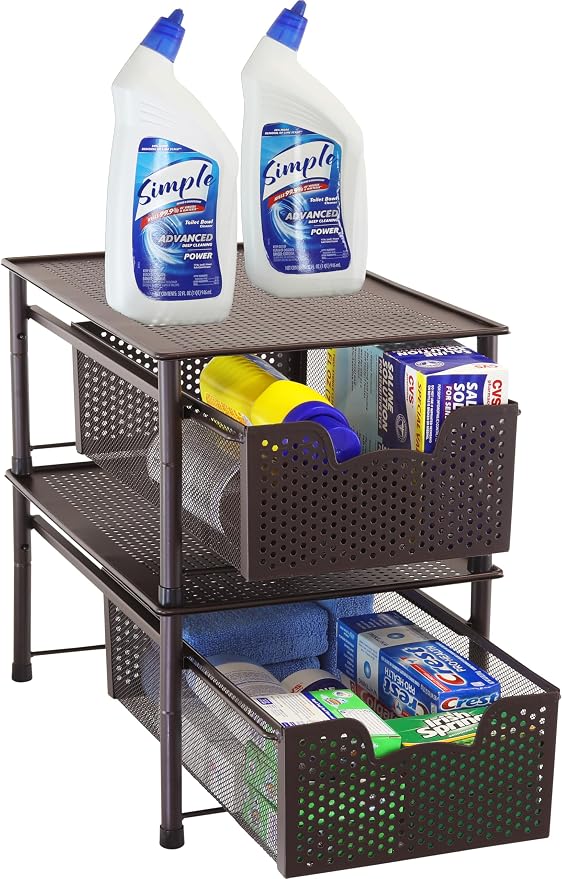 Simple Houseware Stackable Cabinet Basket Drawer Organizer, Bronze