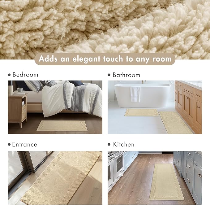 Madison Park Splendor Reversible 100% Cotton Bath Rug, 21 x 34, Natural | Tufted Bathroom Mat, 3000 GSM, Hotel Quality, Luxurious Plush, Medium Pile, Absorbent, Quick Dry, OEKO-TEX, Shower Room Décor