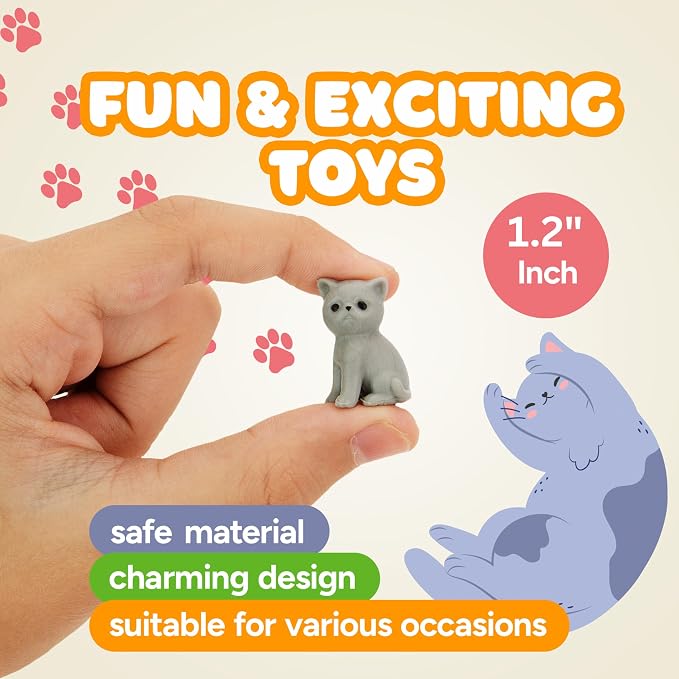 Entervending Tiny Dog and Cat Figurines for Kids - Small Animals Toys in Bulk - Little Pet Toys - Tiny Plastic Toys for Kids Classroom Prizes - 25 Pcs - Easter Gifts for Kids