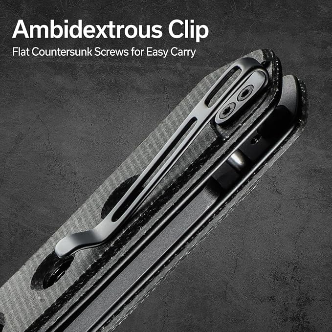 CIVIVI Vision FG Pocket Knife, 3.54" Nitro-V Reverse Tanto Blade C22036-3 | Superlock Folding Knife with Micarta Handle, Reversible Ambidextrous Clip for EDC Camping Hiking