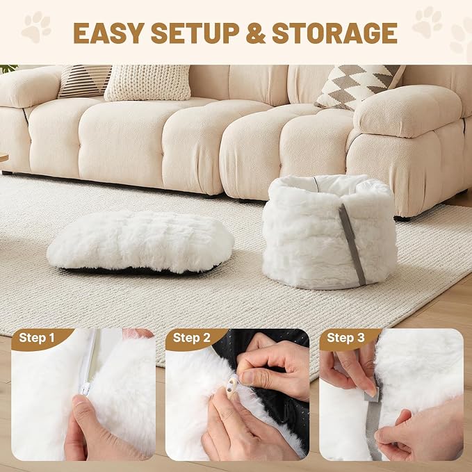 Extra Large Cat Tunnel, 47.2in Luxury Tunnel for Large Cats, Extra Long Bubble Fleece Big Cat Tunnel for Cats with Washable Mat, Skin-Friendly Large Tunnel for Cats, Puppy, Rabbits White