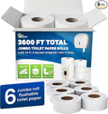 Commercial toilet paper - Jumbo toilet paper rolls -3,600 FT Industrial 3-Ply 9” Bulk Large Roll for Standard Jumbo Dispenser -100% Recycled Fibers-Soft and Absorbent Bathroom Tissue -6 Roll Case Pack