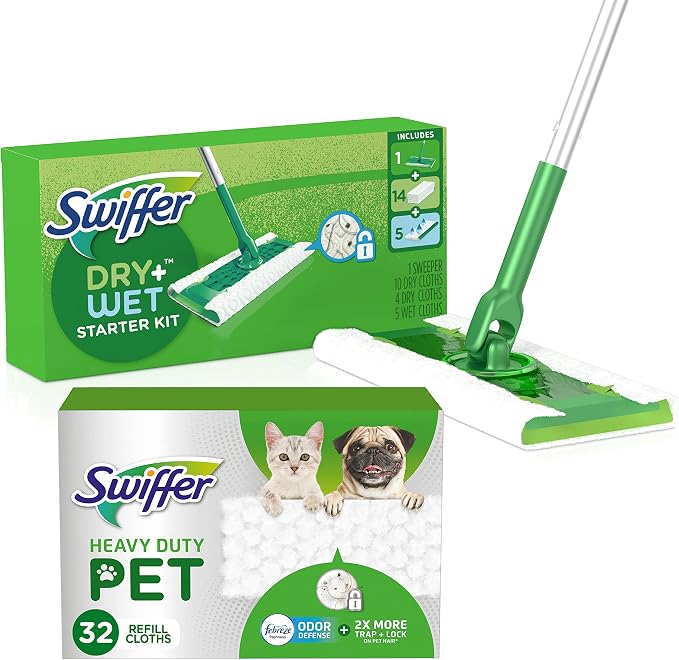 Swiffer Sweeper Starter Kit and Heavy Duty Refill Cleaning Bundle