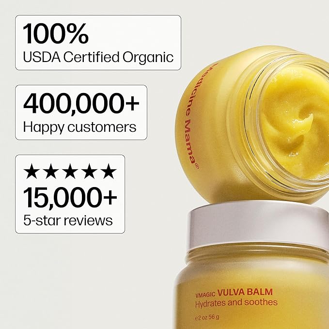 VMAGIC by Medicine Mama Organic Vulva Balm – Intimate Skin Care, Menopause Support – Relieves Feminine Dryness, Itching & Irritation – Hormone Free, Vaginal Moisturizer for Women – 3-pack (2 oz ea)