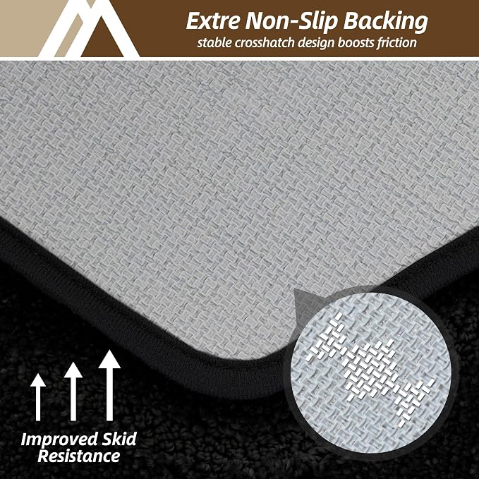 COSY HOMEER Bathroom Mat Rugs 24”x36” Non-Slip Absorbent Bath Mat Plush Shaggy Machine Washable Bath Rugs Soft Polyester Bath Mats for Bathroom Floor,Tub and Shower,Black