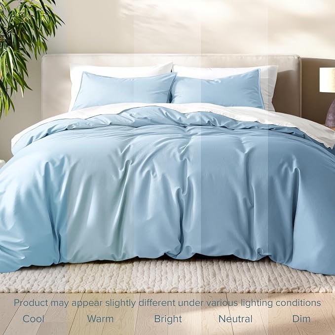 Bare Home Bedding Duvet Cover Extra Long Size - Premium 1800 Super Soft - Lightweight, Cooling Duvet Cover - Soft Breathable Bedding (Twin/Twin XL, Light Blue)