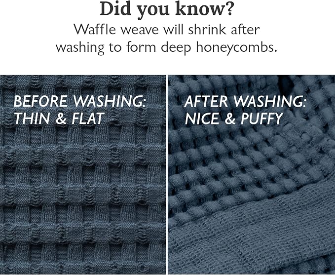 GILDEN TREE Waffle Towel Set Quick Dry Thin | 2 Bath Towels | 2 Hand Towels | 2 Washcloths, Modern Style (Midnight Blue)