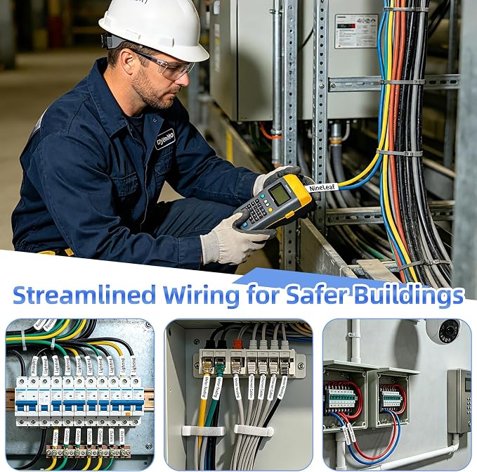 10PK Compatible for DYMO Heat Shrink Tube 18051 Black on White 1/4" x 5ft | Nineleaf Compatible for DYMO Label Maker Refills Wire Tapes for Industrial Rhino 4200 5000 5200 6000 3M Label Maker
