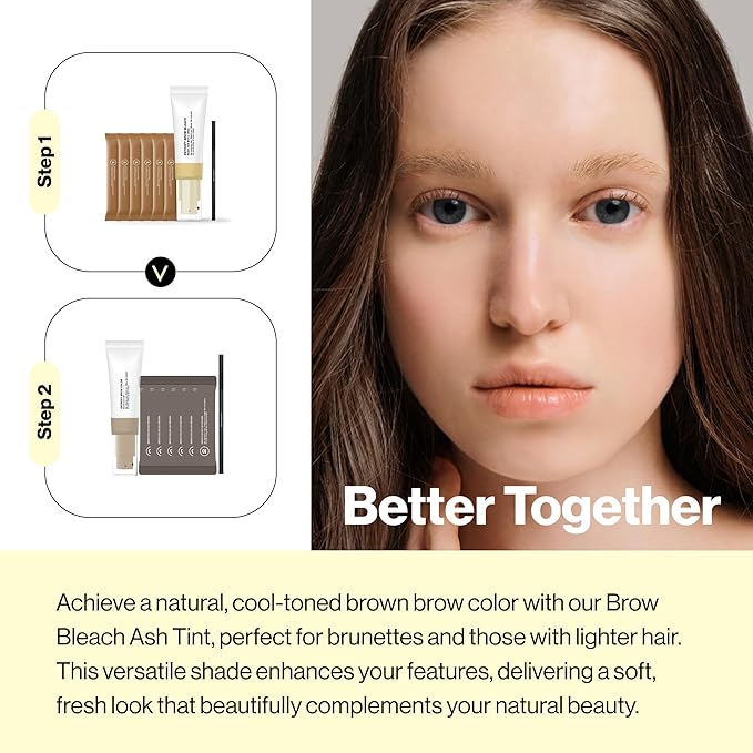ENTROPY Eyebrow Bleach Kit – At-Home Eyebrow Lightener with Ammonia-Free Formula, Includes Powder Packs, Cream & Applicator Brush | Up to 6 Uses | Fast Brow Lightening