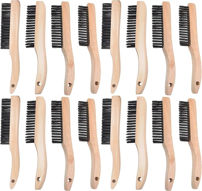JOUNJIP 16 Multi-Purpose Shoe Handle Wire Scratch Brushes with Black Oil Tempered Steel