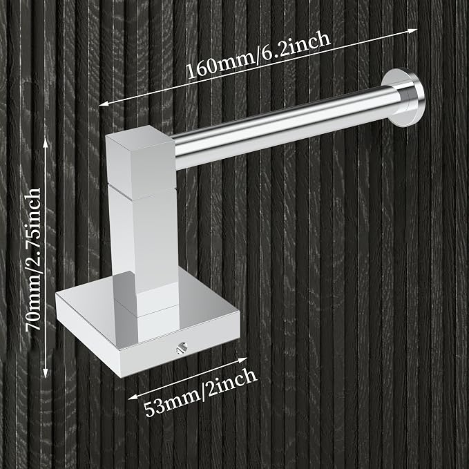 RUACQ Toilet Paper Holder Wall Mount,Square Base Tissue Roll Holder for Bathroom,Toilet Roll Holder Stainless Steel(Chrome)