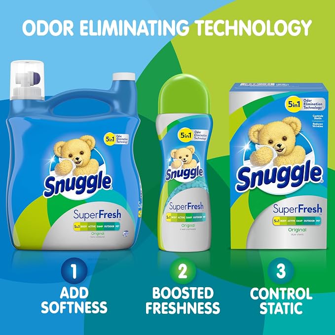 Snuggle SuperFresh Fabric Softener Dryer Sheets, Morning Breeze, Long-Lasting Fresh&Clean Scent, Tackles Pet Odor, Helps Repel Pet Hair, Reduces Static&Fights Wrinkles, HE Safe,200 Count (Pack of 6)