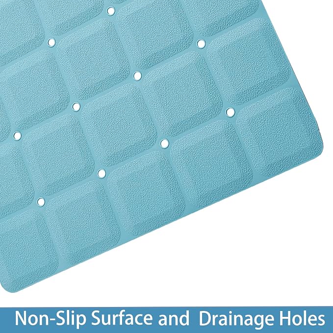 Webos Foldable Silicone Bathtub Mat: Jumbo Size Heavy Duty Safety Bath Mat for Tub Without Suction Cups Non Slip Bath & Shower Mat for Textured, Reglazed, Refinished Tub (Blue, 35.8 x 17.7)