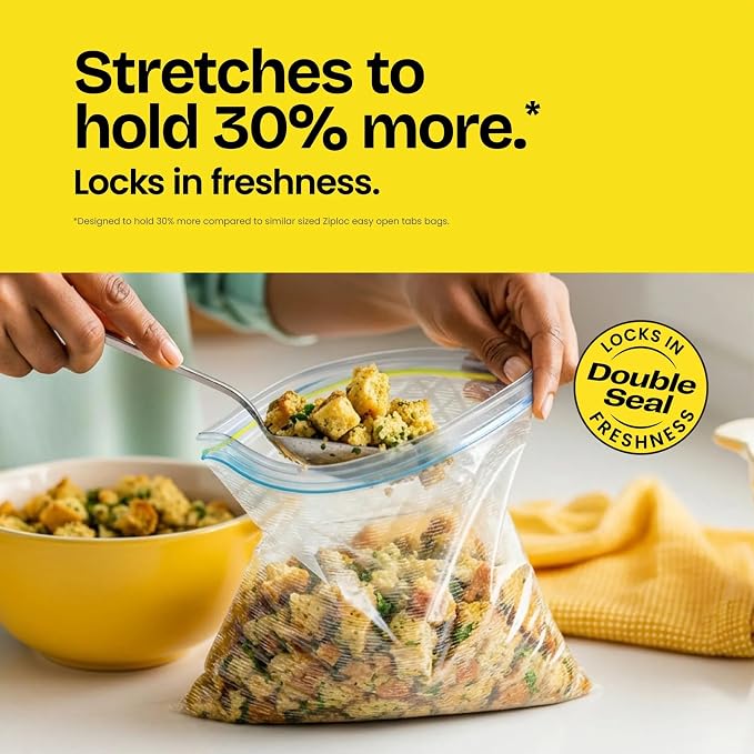 Glad Flex'N Seal Food Storage Plastic Bags, Quart, 38 count, Pack of 4 (Package May Vary)