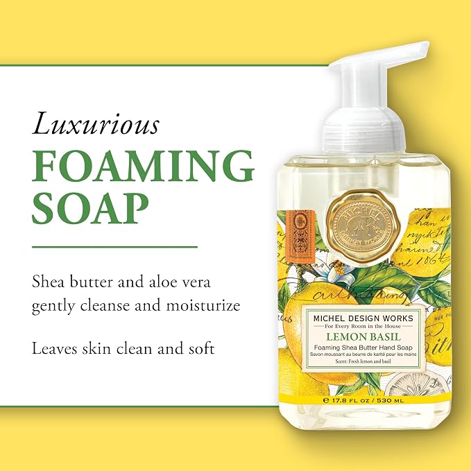 Michel Design Works Foaming Hand Soap, Lemon Basil, 3-Pack, 17.8 Fl oz Each