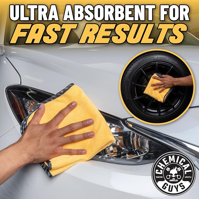 Chemical Guys, Professional Microfiber Towels, 16 x 16 in, Gold, 12 Pack | Ultra-soft, scratch-free towels to buff wax, dry panels and clean glass and interiors, machine washable