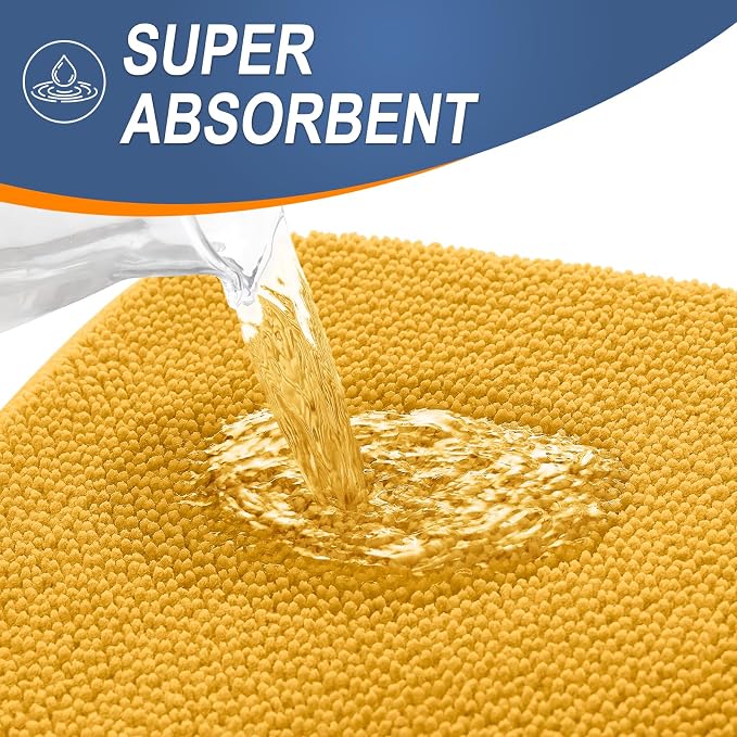 OLANLY Memory Foam Bathroom Runner Rugs 47x24, Long Bath Mat, Golden Yellow | Soft Quick Dry Bath Mats, Non-Slip, Absorbent Machine Washable Mat for Bathroom Floor, Tub and Shower, Home Decor Accessories