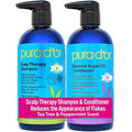 PURA D'OR Scalp Therapy Shampoo & Conditioner Set (16oz x 2) Dry, Itchy Scalp-Hydrates & Nourishes Hair w/Tea Tree, Peppermint, Argan Oil & Biotin, All Hair Type, Men Women (Packaging Varies)