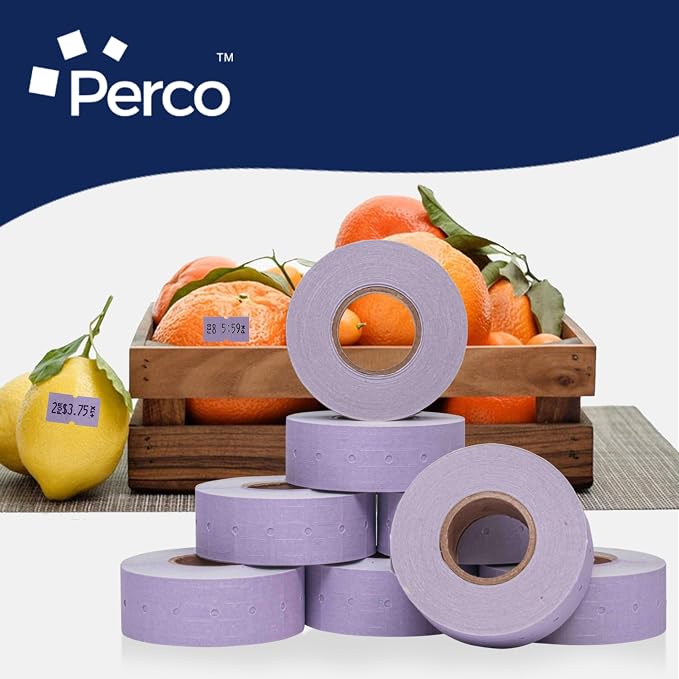 Perco 1 Line Lavender Labels - 240,000 Blank Pricing Labels for Perco Lite, X, Plus and Pro 1 Line Price and Date Guns - 240 Rolls, Case of 30 Sleeves - Made in USA