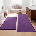 YIHOUSE Long Large Bathroom Rugs Sets 2 Piece, Quick Dry Thin Bath Mat, Non Slip Absorbent Machine Washable, Bath Runner Rug for Tub Sink Home Decor (24"x36" + 24"x59",Purple)