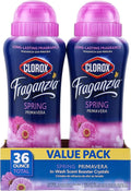 Clorox Fraganzia Laundry Scent Booster Crystals In-Wash Fragrance Beads Fresh-Smelling Clothes and Linens Safe All Fabrics and Colors Easy-Pour Bottle Spring Scent 18 OZ 2 Pack Twin Pack Value