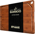 Hiware Wood Cutting Boards for Kitchen, Heavy Duty Bamboo Cutting Board with Juice Groove, Bamboo Chopping Board Set for Meat, Vegetables - 18" x 12"