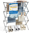 APEXCHASER Large Stainless Steel Clothes-Drying-Rack, Expandable Adjustable Width 24.76-35.51 Inch, 45.28" Height Space Saving Foldable Laundry Rack, Indoor Outdoor for Clothes Towels Shoes, Silver