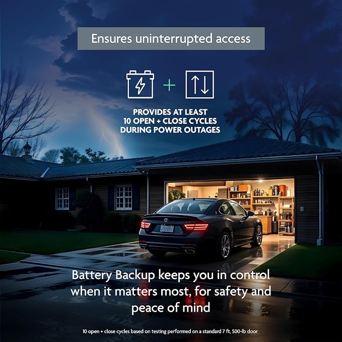 Chamberlain Belt Drive myQ Garage Door Opener, 1/2 HP w/Battery Backup | Ultra quiet, myQ compatible, Includes: 2 remotes, wall control, battery backup & safety sensors, 5-year motor warranty