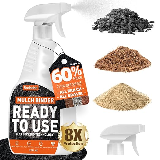 Mulch Binder with Sprayer -27OZ Ready to Use Rock Glue for Landscaping, Fast-Dry Landscape Rock Glue, Gravel Stabilizer, Intertek Test Pea Gravel Glue, Pet Safe for Garden Bed, Patio, Yard