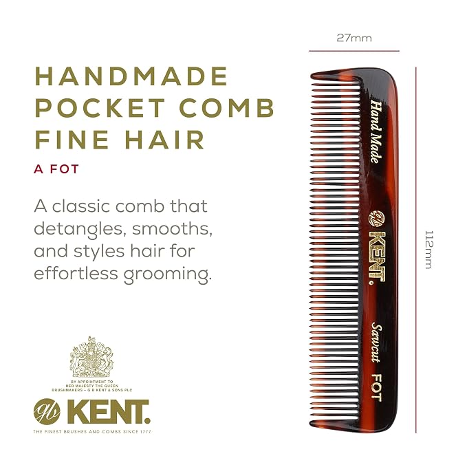 Kent Beard & Mustache Grooming Kit Includes BRD2 White Boar Bristle Beard Brush, 81T Handmade Sawcut Comb, and FOT Fine Tooth Beard Comb for Men’s Care