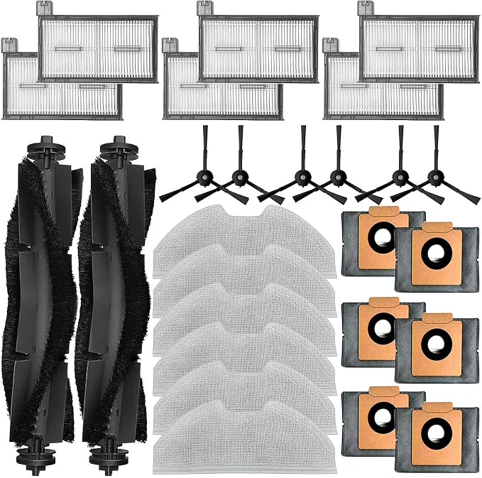 Accessory Kit Compatible with Eufy X8 Pro/ x8 Pro Ses Robot Vacuum Cleaner | Vacuum Replacement Parts( 2 rolling brush +6 filter +6 mop cloth pads +6 side brush +6 dust bag)