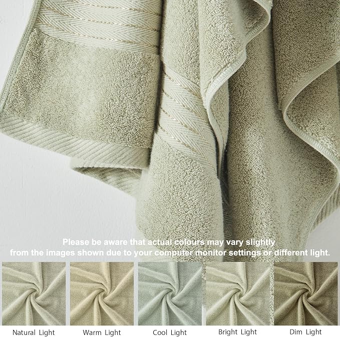 COZYART Luxury Bath Towels 2 PCS, Sage Green 100% Turkish Cotton 650 GSM | OEKO-Tex 100 Certified Zero Twist Ring Spun, Soft Absorbent Quick Dry, Plush Fluffy, Breathable Hotel Quality for Daily Use