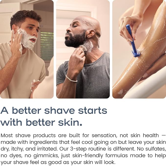 Henson Shaving Skin Care Combo – 3-Step Shaving Kit for Men with Cleanser, Shaving Cream & Post-Shave Balm – Gentle Grooming Kit for Smooth, Irritation-Free Shaves – 3.4 oz Each