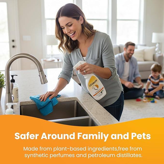 Citra Solv All Purpose Cleaning Spray – Powerful Citrus Degreaser for Kitchen & Bathroom, Multi-Surface Cleaner, No Harsh Chemicals, Valencia Orange 22oz (Pack of 3)