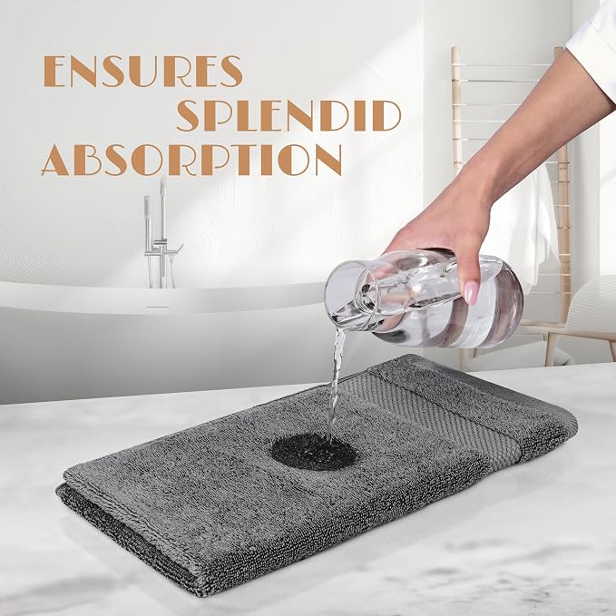 White Classic Gray Hand Towels for Bathroom [6 Pack] Cotton Hand Towel Bulk for Gym, Kitchen and Spa, 16x27 Inches Soft Highly Absorbent Quick Dry Terry Salon Towels