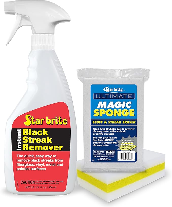 STAR BRITE Black Streak Remover & Degreaser + Magic Sponge Eraser 2 Pack - Super Charge Your Cleaning Kit