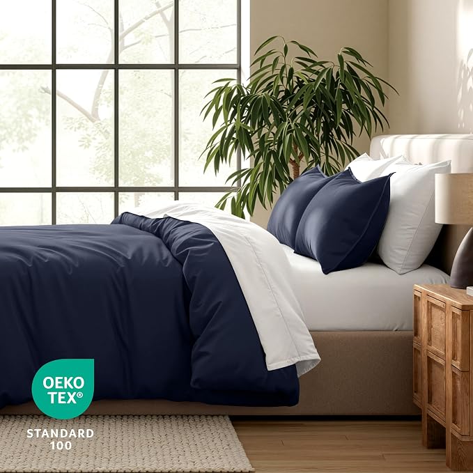 Bare Home Bedding Duvet Cover Extra Long Size - Premium 1800 Super Soft Collection - Lightweight, Cooling - Soft Breathable Bedding Duvet Cover (Twin/Twin XL, Midnight Blue)